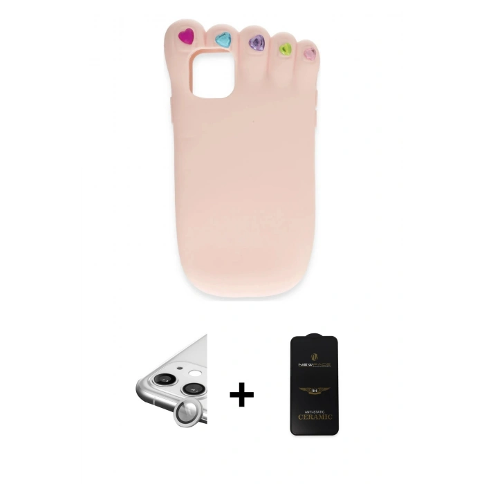 MARSİLYAN™- iPhone 11 Kılıf Akış Yansıma - Siyah 6D Antistatik Mat Seramik Hayalet Nano Ekran Koruyucu + Raze Metal Kamera Lens - GS