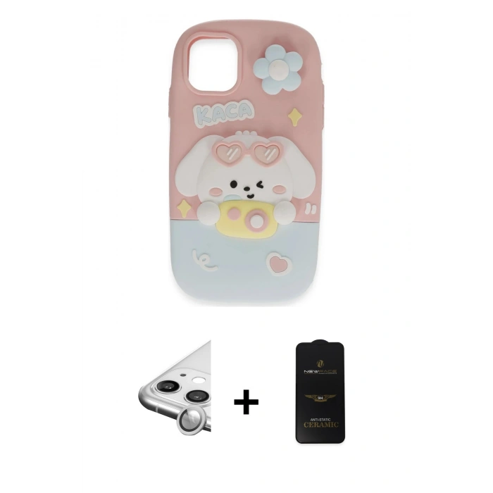 MARSİLYAN™- iPhone 11 Kılıf Akış Yansıma - Siyah 6D Antistatik Mat Seramik Hayalet Nano Ekran Koruyucu + Raze Metal Kamera Lens - GS