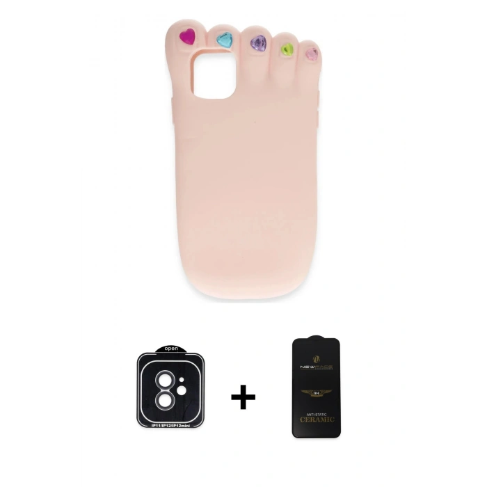 MARSİLYAN™- iPhone 11 Kılıf Akış Yansıma - Siyah 6D Antistatik Mat Seramik Hayalet Nano Ekran Koruyucu + PVD Metal Kamera Lens - SH