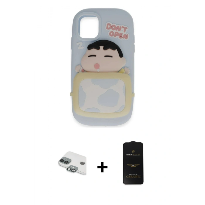MARSİLYAN™- iPhone 11 Kılıf Akış Yansıma - Siyah 6D Antistatik Mat Seramik Hayalet Nano Ekran Koruyucu + Pers Alüminyum Kamera Lens - YL