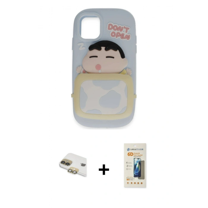 MARSİLYAN™- iPhone 11 Kılıf Akış Yansıma - Siyah 6D Mat Seramik Hayalet Nano Ekran Koruyucu + Pers Alüminyum Kamera Lens - GD