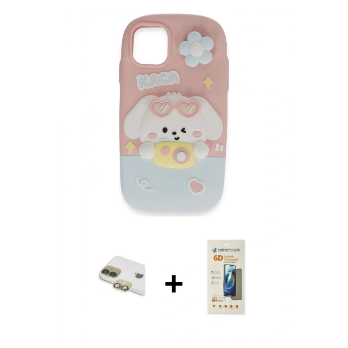 MARSİLYAN™- iPhone 11 Kılıf Akış Yansıma - Siyah 6D Mat Seramik Hayalet Nano Ekran Koruyucu + Pers Alüminyum Kamera Lens - GD