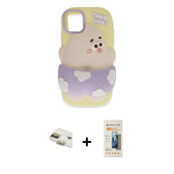 MARSİLYAN™- iPhone 11 Kılıf Akış Yansıma - Siyah 6D Mat Seramik Hayalet Nano Ekran Koruyucu + Pers Alüminyum Kamera Lens - GD