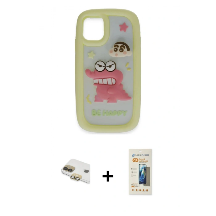 MARSİLYAN™- iPhone 11 Kılıf Akış Yansıma - Siyah 6D Mat Seramik Hayalet Nano Ekran Koruyucu + Pers Alüminyum Kamera Lens - GD