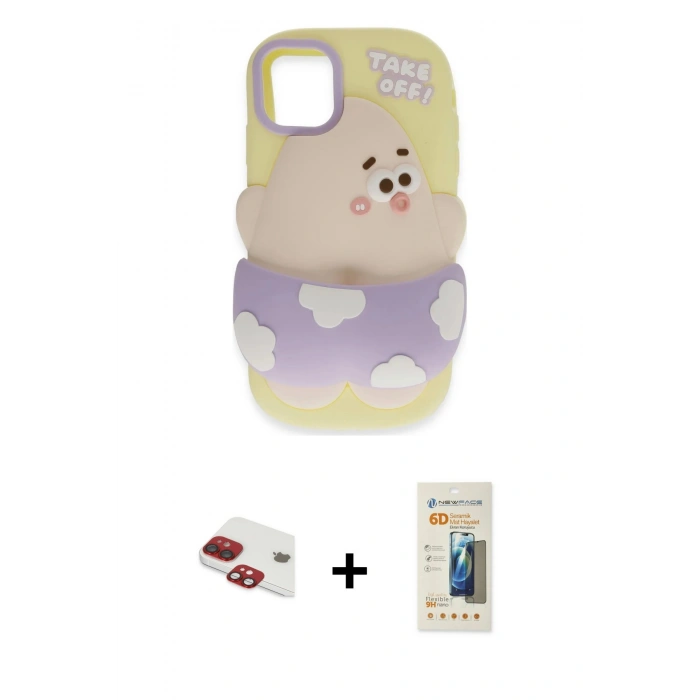 MARSİLYAN™- iPhone 11 Kılıf Akış Yansıma - Siyah 6D Mat Seramik Hayalet Nano Ekran Koruyucu + Pers Alüminyum Kamera Lens - KI