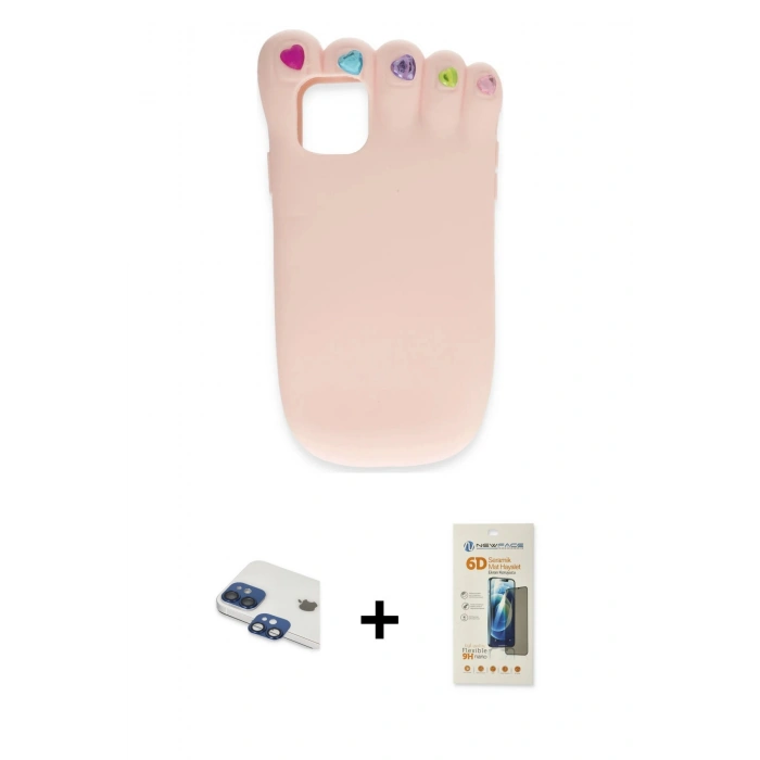 MARSİLYAN™- iPhone 11 Kılıf Akış Yansıma - Siyah 6D Mat Seramik Hayalet Nano Ekran Koruyucu + Lacivert Pers Alüminyum Kamera Lens