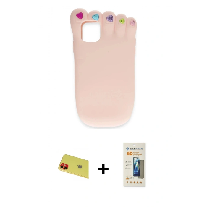 MARSİLYAN™- iPhone 11 Kılıf Akış Yansıma - Siyah 6D Mat Seramik Hayalet Nano Ekran Koruyucu + Rainbow Kamera Lens Koruma Cam - KI