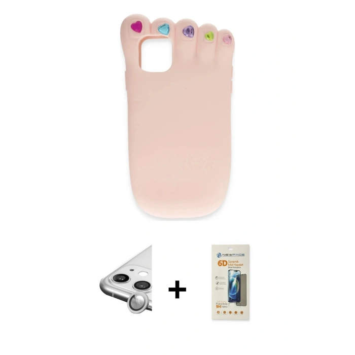 MARSİLYAN™- iPhone 11 Kılıf Akış Yansıma - Siyah 6D Mat Seramik Hayalet Nano Ekran Koruyucu + Raze Metal Kamera Lens - GS