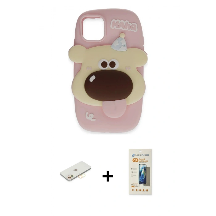 MARSİLYAN™- iPhone 11 Kılıf Akış Yansıma - Siyah 6D Mat Seramik Hayalet Nano Ekran Koruyucu + Renkli Kamera Lens Koruma Cam - SI