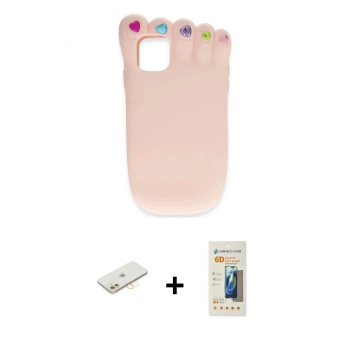 MARSİLYAN™- iPhone 11 Kılıf Akış Yansıma - Siyah 6D Mat Seramik Hayalet Nano Ekran Koruyucu + Renkli Kamera Lens Koruma Cam - SI