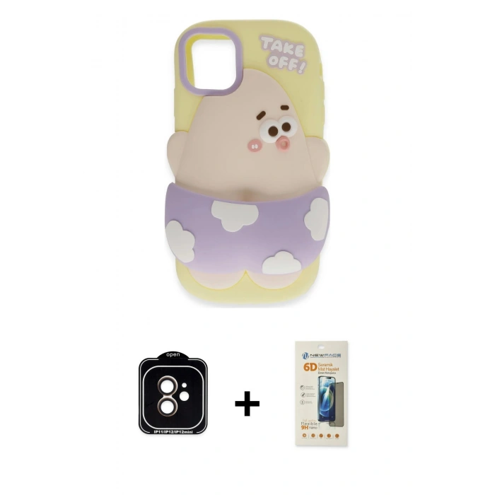 MARSİLYAN™- iPhone 11 Kılıf Akış Yansıma - Siyah 6D Mat Seramik Hayalet Nano Ekran Koruyucu + PVD Metal Kamera Lens - TU