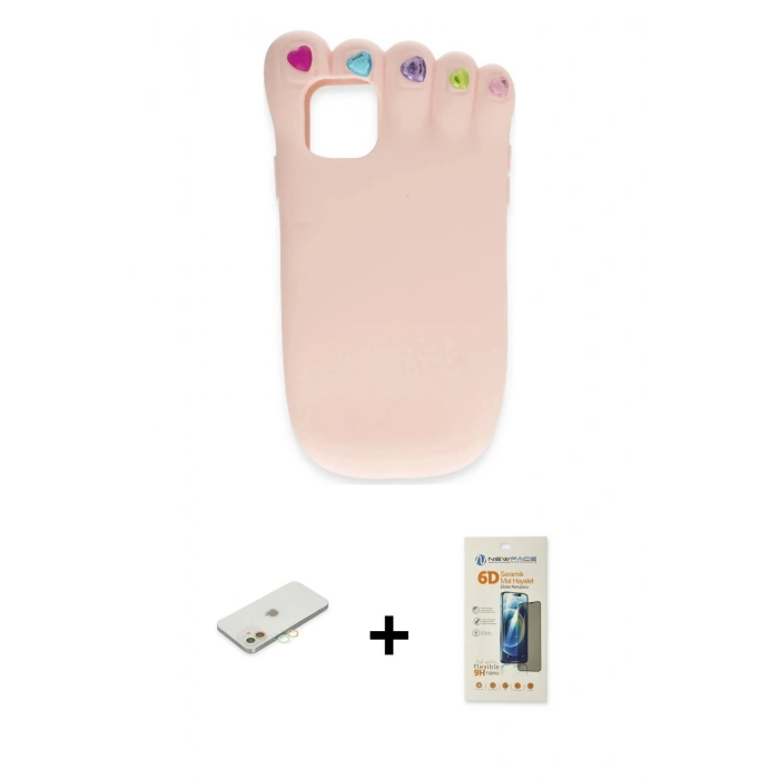MARSİLYAN™- iPhone 11 Kılıf Akış Yansıma - Siyah 6D Mat Seramik Hayalet Nano Ekran Koruyucu + Renkli Kamera Lens Koruma Cam - TU