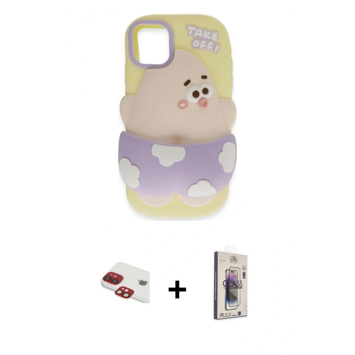 MARSİLYAN™- iPhone 11 Kılıf Akış Yansıma - Siyah Bilvis 3D Cam Ekran Koruyucu + Kırmızı Pers Alüminyum Kamera Lens