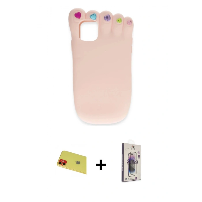 MARSİLYAN™- iPhone 11 Kılıf Akış Yansıma - Siyah Bilvis 3D Cam Ekran Koruyucu + Rainbow Kamera Lens Koruma Cam - KI