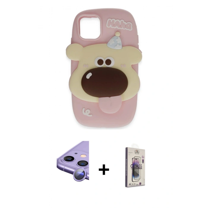 MARSİLYAN™- iPhone 11 Kılıf Akış Yansıma - Siyah Bilvis 3D Cam Ekran Koruyucu + Raze Metal Kamera Lens - MR