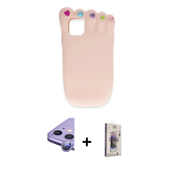 MARSİLYAN™- iPhone 11 Kılıf Akış Yansıma - Siyah Bilvis 3D Cam Ekran Koruyucu + Raze Metal Kamera Lens - MR