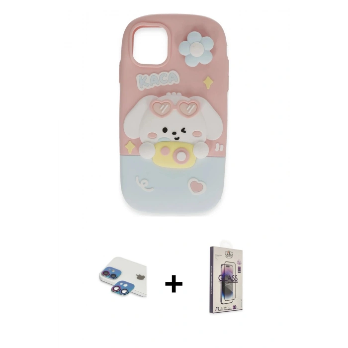 MARSİLYAN™- iPhone 11 Kılıf Akış Yansıma - Siyah Bilvis 3D Cam Ekran Koruyucu + Pers Alüminyum Kamera Lens - GI