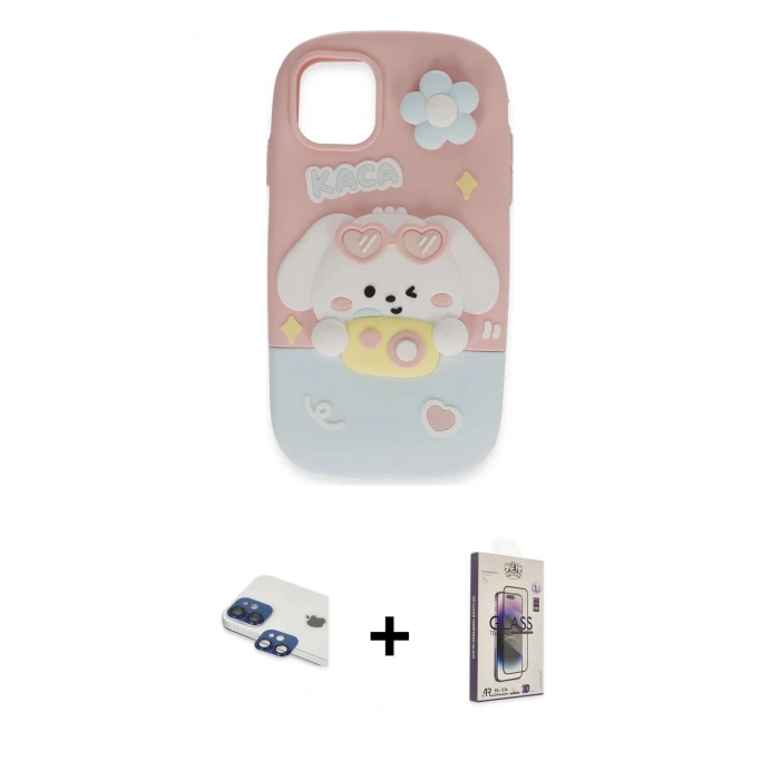 MARSİLYAN™- iPhone 11 Kılıf Akış Yansıma - Siyah Bilvis 3D Cam Ekran Koruyucu + Pers Alüminyum Kamera Lens - LT