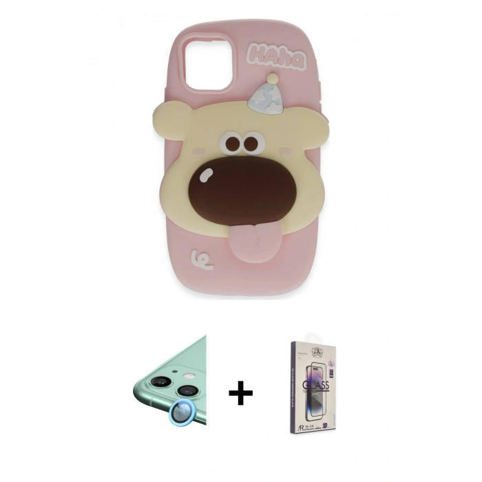 MARSİLYAN™- iPhone 11 Kılıf Akış Yansıma - Siyah Bilvis 3D Cam Ekran Koruyucu + Raze Metal Kamera Lens - MI