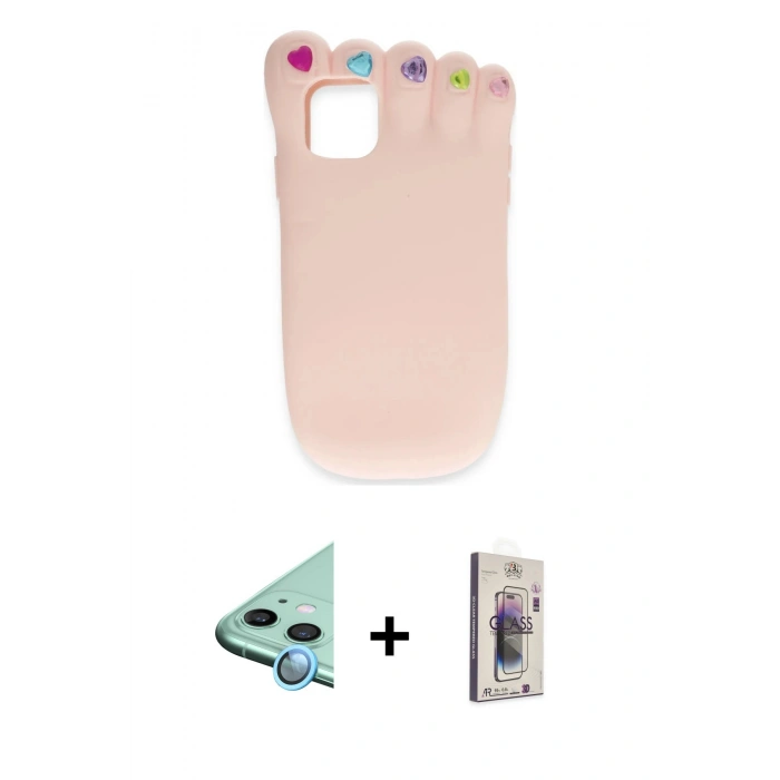 MARSİLYAN™- iPhone 11 Kılıf Akış Yansıma - Siyah Bilvis 3D Cam Ekran Koruyucu + Raze Metal Kamera Lens - MI