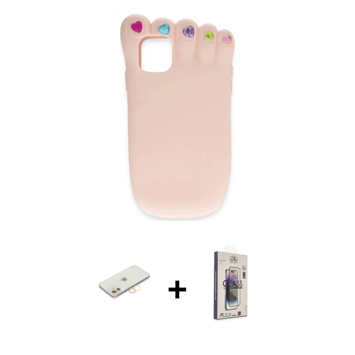MARSİLYAN™- iPhone 11 Kılıf Akış Yansıma - Siyah Bilvis 3D Cam Ekran Koruyucu + Renkli Kamera Lens Koruma Cam - SI