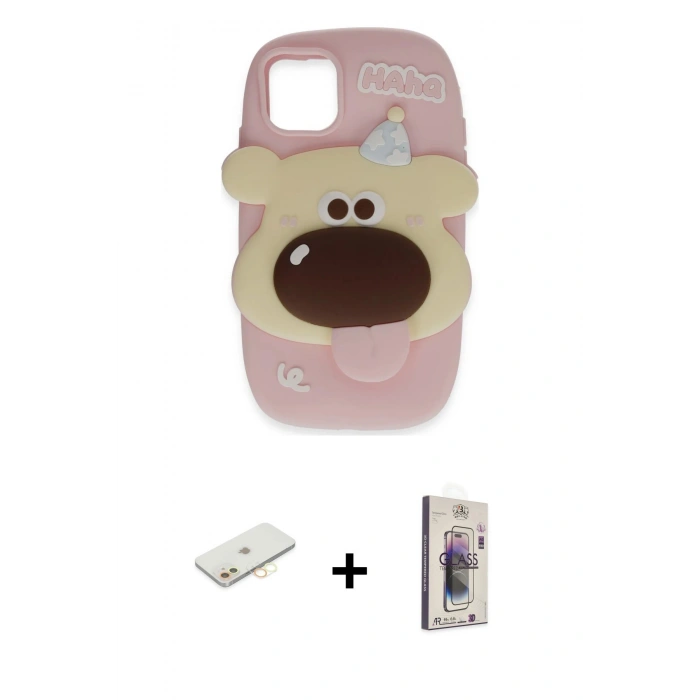 MARSİLYAN™- iPhone 11 Kılıf Akış Yansıma - Siyah Bilvis 3D Cam Ekran Koruyucu + Renkli Kamera Lens Koruma Cam - SI
