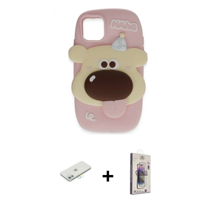 MARSİLYAN™- iPhone 11 Kılıf Akış Yansıma - Siyah Bilvis 3D Cam Ekran Koruyucu + Renkli Kamera Lens Koruma Cam - SI