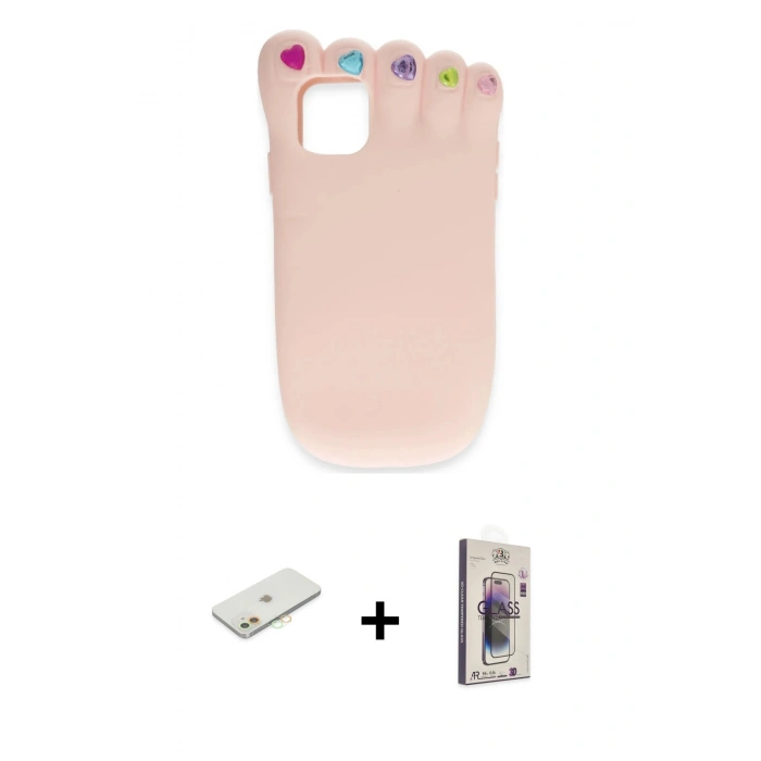 MARSİLYAN™- iPhone 11 Kılıf Akış Yansıma - Siyah Bilvis 3D Cam Ekran Koruyucu + Renkli Kamera Lens Koruma Cam - TU