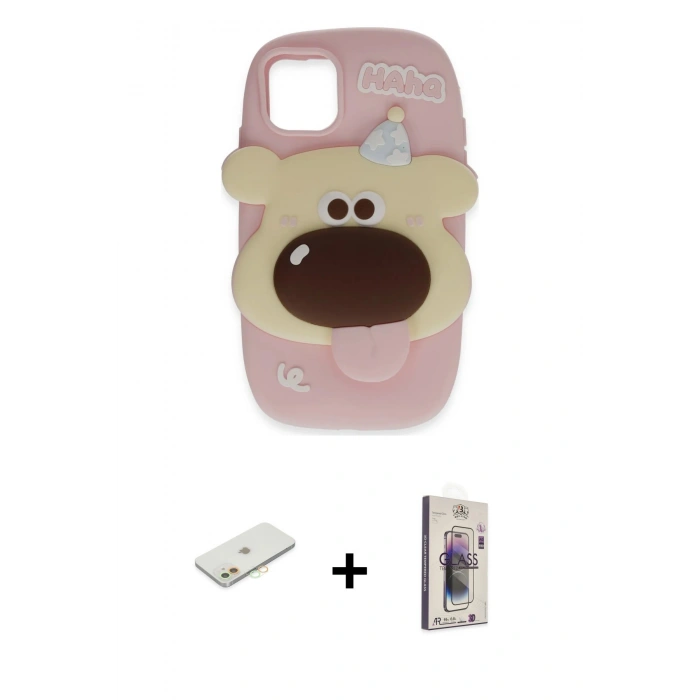 MARSİLYAN™- iPhone 11 Kılıf Akış Yansıma - Siyah Bilvis 3D Cam Ekran Koruyucu + Renkli Kamera Lens Koruma Cam - TU