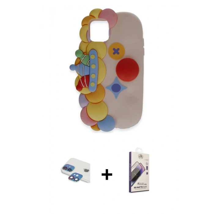 MARSİLYAN™- iPhone 11 Kılıf Akış Yansıma - Siyah Bilvis 3D Mat Cam Ekran Koruyucu + Pers Alüminyum Kamera Lens - GI