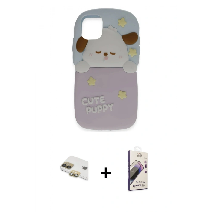 MARSİLYAN™- iPhone 11 Kılıf Akış Yansıma - Siyah Bilvis 3D Mat Cam Ekran Koruyucu + Pers Alüminyum Kamera Lens - GD