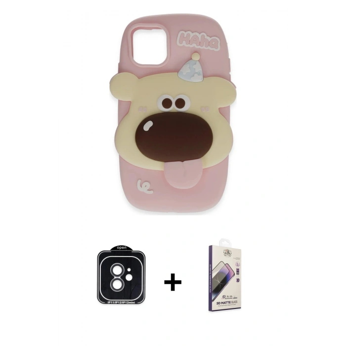 MARSİLYAN™- iPhone 11 Kılıf Akış Yansıma - Siyah Bilvis 3D Mat Cam Ekran Koruyucu + PVD Metal Kamera Lens - SH