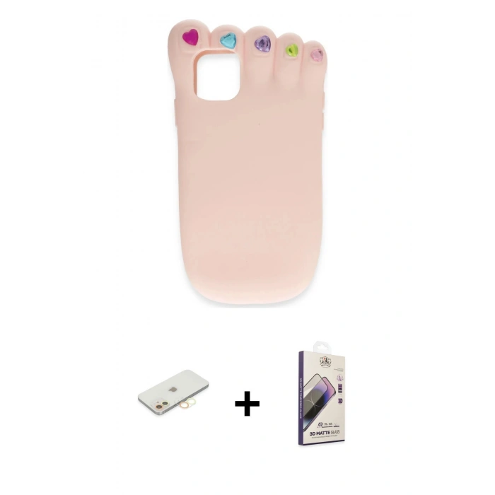 MARSİLYAN™- iPhone 11 Kılıf Akış Yansıma - Siyah Bilvis 3D Mat Cam Ekran Koruyucu + Sarı Renkli Kamera Lens Koruma Cam