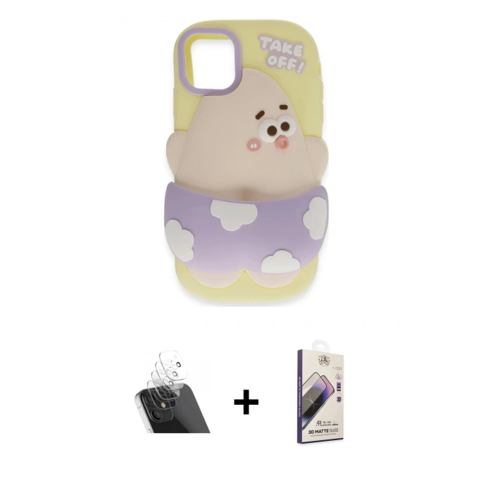 MARSİLYAN™- iPhone 11 Kılıf Akış Yansıma - Siyah Bilvis 3D Mat Cam Ekran Koruyucu + Şeffaf Kamera Lens Koruma Cam