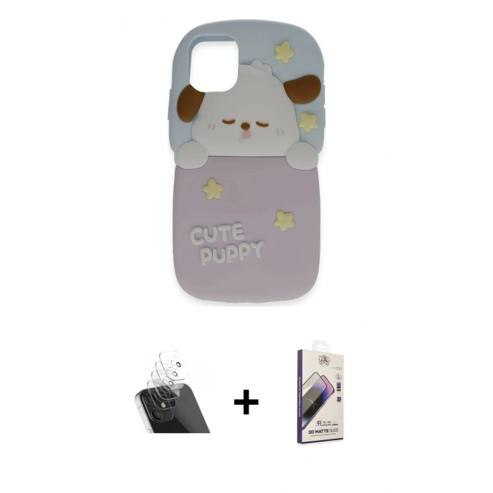 MARSİLYAN™- iPhone 11 Kılıf Akış Yansıma - Siyah Bilvis 3D Mat Cam Ekran Koruyucu + Şeffaf Kamera Lens Koruma Cam