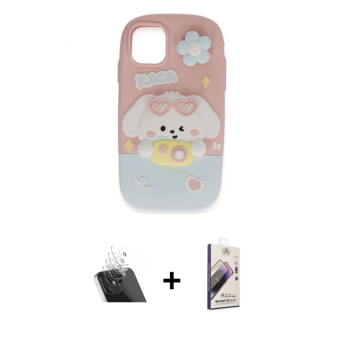 MARSİLYAN™- iPhone 11 Kılıf Akış Yansıma - Siyah Bilvis 3D Mat Cam Ekran Koruyucu + Şeffaf Kamera Lens Koruma Cam