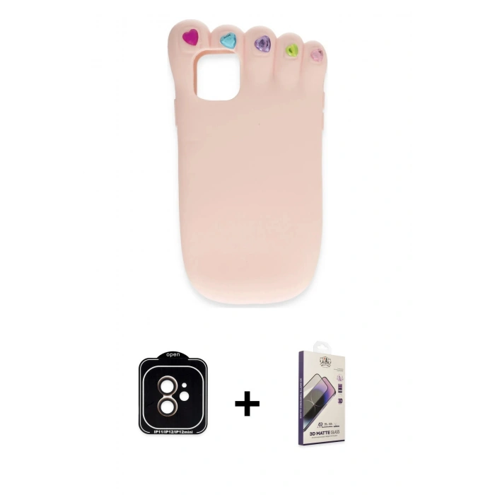 MARSİLYAN™- iPhone 11 Kılıf Akış Yansıma - Siyah Bilvis 3D Mat Cam Ekran Koruyucu + PVD Metal Kamera Lens - TU