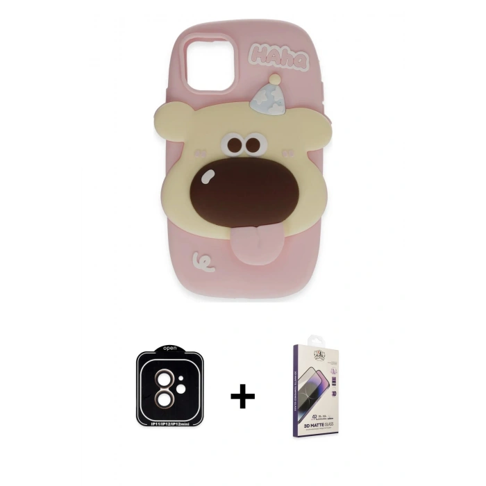 MARSİLYAN™- iPhone 11 Kılıf Akış Yansıma - Siyah Bilvis 3D Mat Cam Ekran Koruyucu + PVD Metal Kamera Lens - TU
