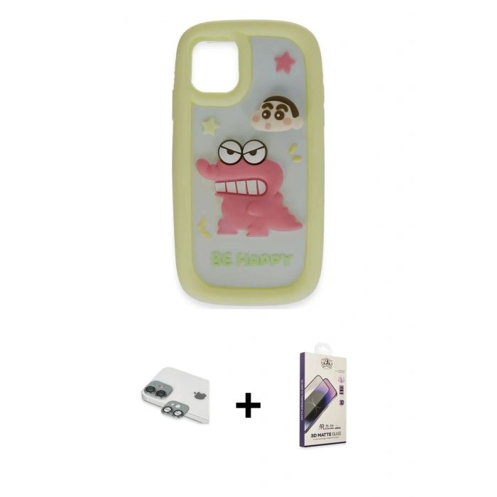 MARSİLYAN™- iPhone 11 Kılıf Akış Yansıma - Siyah Bilvis 3D Mat Cam Ekran Koruyucu + Pers Alüminyum Kamera Lens - YL