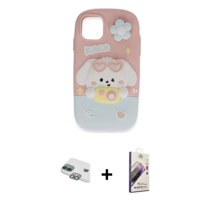 MARSİLYAN™- iPhone 11 Kılıf Akış Yansıma - Siyah Bilvis 3D Mat Cam Ekran Koruyucu + Pers Alüminyum Kamera Lens - YL