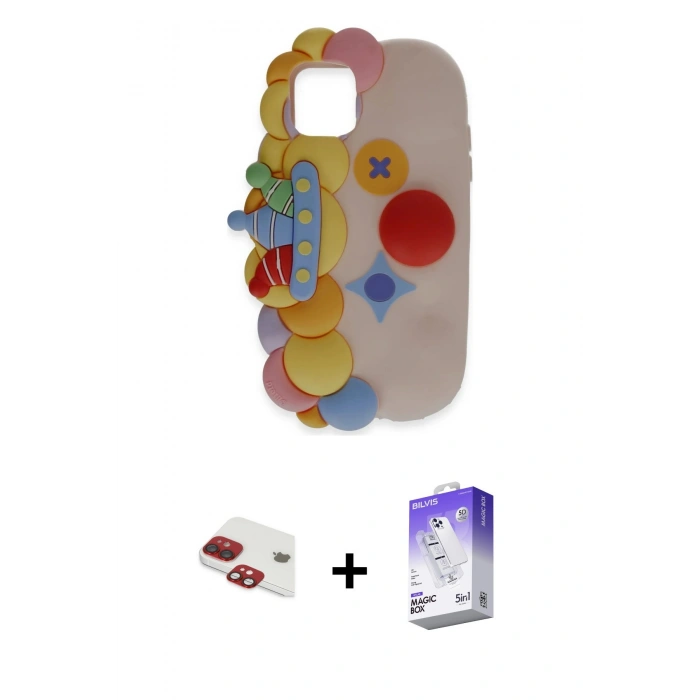 MARSİLYAN™- iPhone 11 Kılıf Akış Yansıma - Siyah Bilvis 5in1 3D Magic Cam Ekran Koruyucu + Pers Alüminyum Kamera Lens - KI
