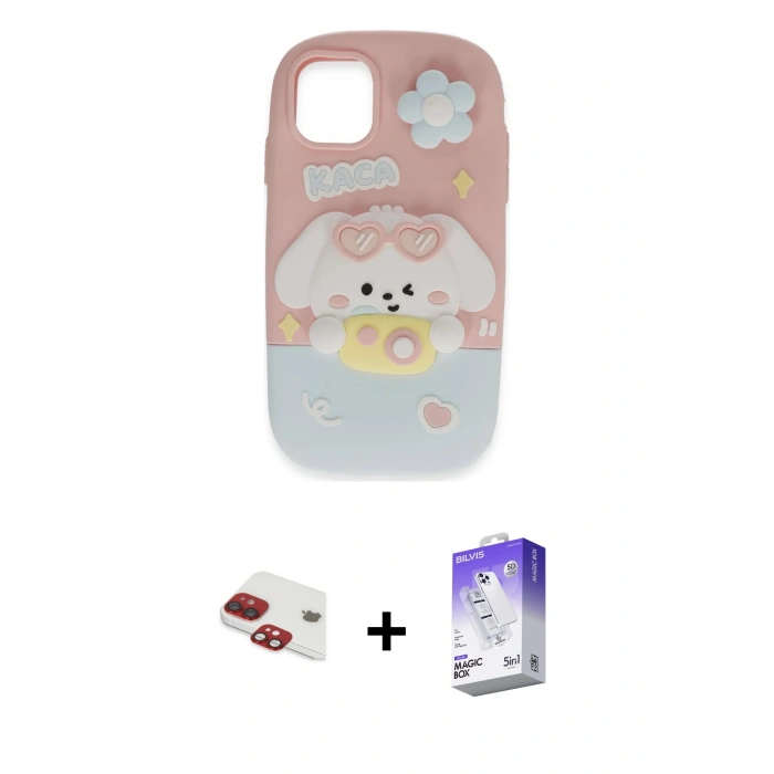 MARSİLYAN™- iPhone 11 Kılıf Akış Yansıma - Siyah Bilvis 5in1 3D Magic Cam Ekran Koruyucu + Pers Alüminyum Kamera Lens - KI