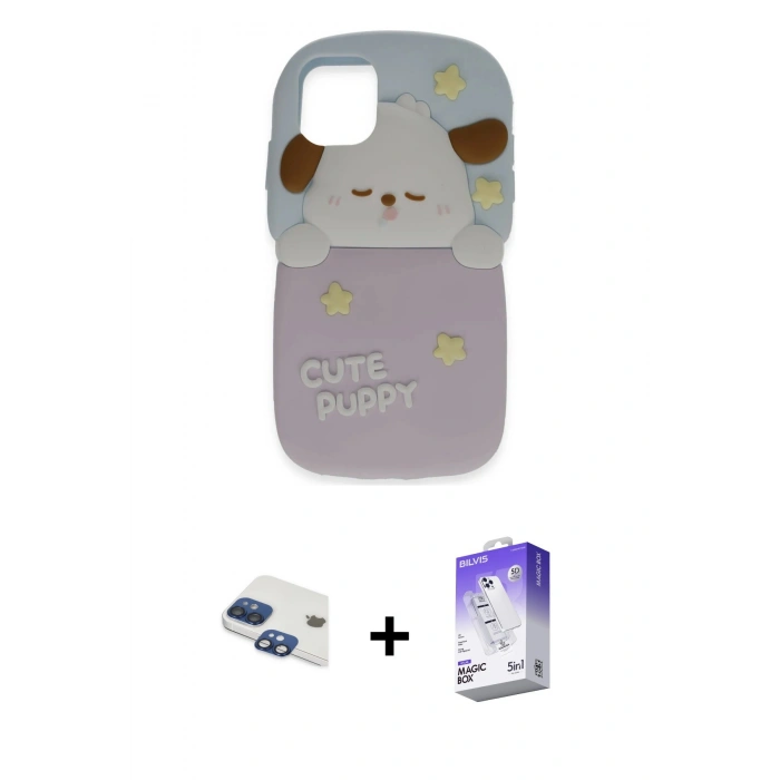 MARSİLYAN™- iPhone 11 Kılıf Akış Yansıma - Siyah Bilvis 5in1 3D Magic Cam Ekran Koruyucu + Lacivert Pers Alüminyum Kamera Lens