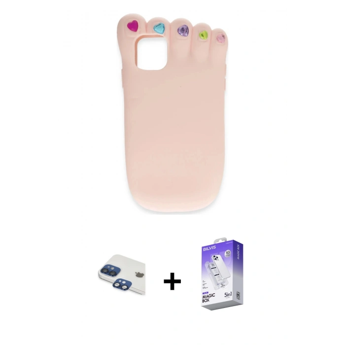 MARSİLYAN™- iPhone 11 Kılıf Akış Yansıma - Siyah Bilvis 5in1 3D Magic Cam Ekran Koruyucu + Lacivert Pers Alüminyum Kamera Lens