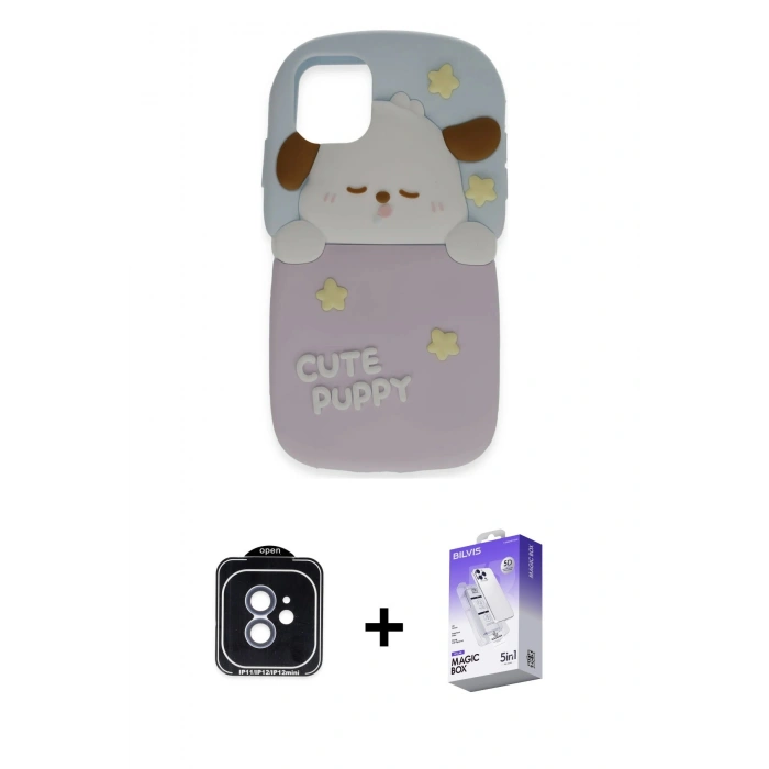 MARSİLYAN™- iPhone 11 Kılıf Akış Yansıma - Siyah Bilvis 5in1 3D Magic Cam Ekran Koruyucu + PVD Metal Kamera Lens - MI