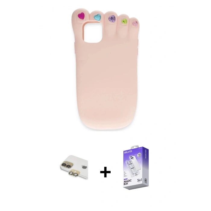 MARSİLYAN™- iPhone 11 Kılıf Akış Yansıma - Siyah Bilvis 5in1 3D Magic Cam Ekran Koruyucu + Pers Alüminyum Kamera Lens - GD