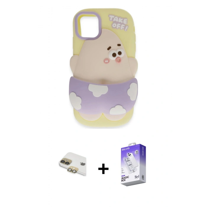 MARSİLYAN™- iPhone 11 Kılıf Akış Yansıma - Siyah Bilvis 5in1 3D Magic Cam Ekran Koruyucu + Pers Alüminyum Kamera Lens - GD