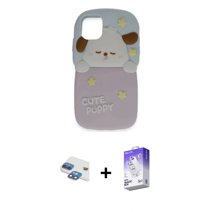 MARSİLYAN™- iPhone 11 Kılıf Akış Yansıma - Siyah Bilvis 5in1 3D Magic Cam Ekran Koruyucu + Pers Alüminyum Kamera Lens - GI