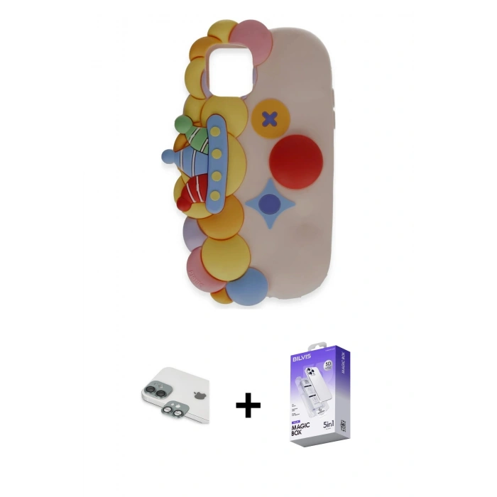 MARSİLYAN™- iPhone 11 Kılıf Akış Yansıma - Siyah Bilvis 5in1 3D Magic Cam Ekran Koruyucu + Pers Alüminyum Kamera Lens - YL