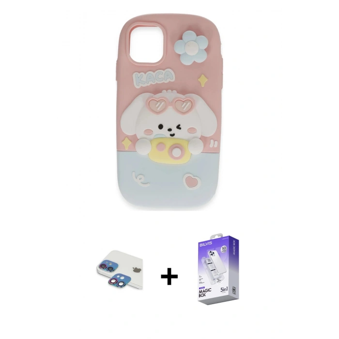 MARSİLYAN™- iPhone 11 Kılıf Akış Yansıma - Siyah Bilvis 5in1 3D Magic Cam Ekran Koruyucu + Pers Alüminyum Kamera Lens - GI